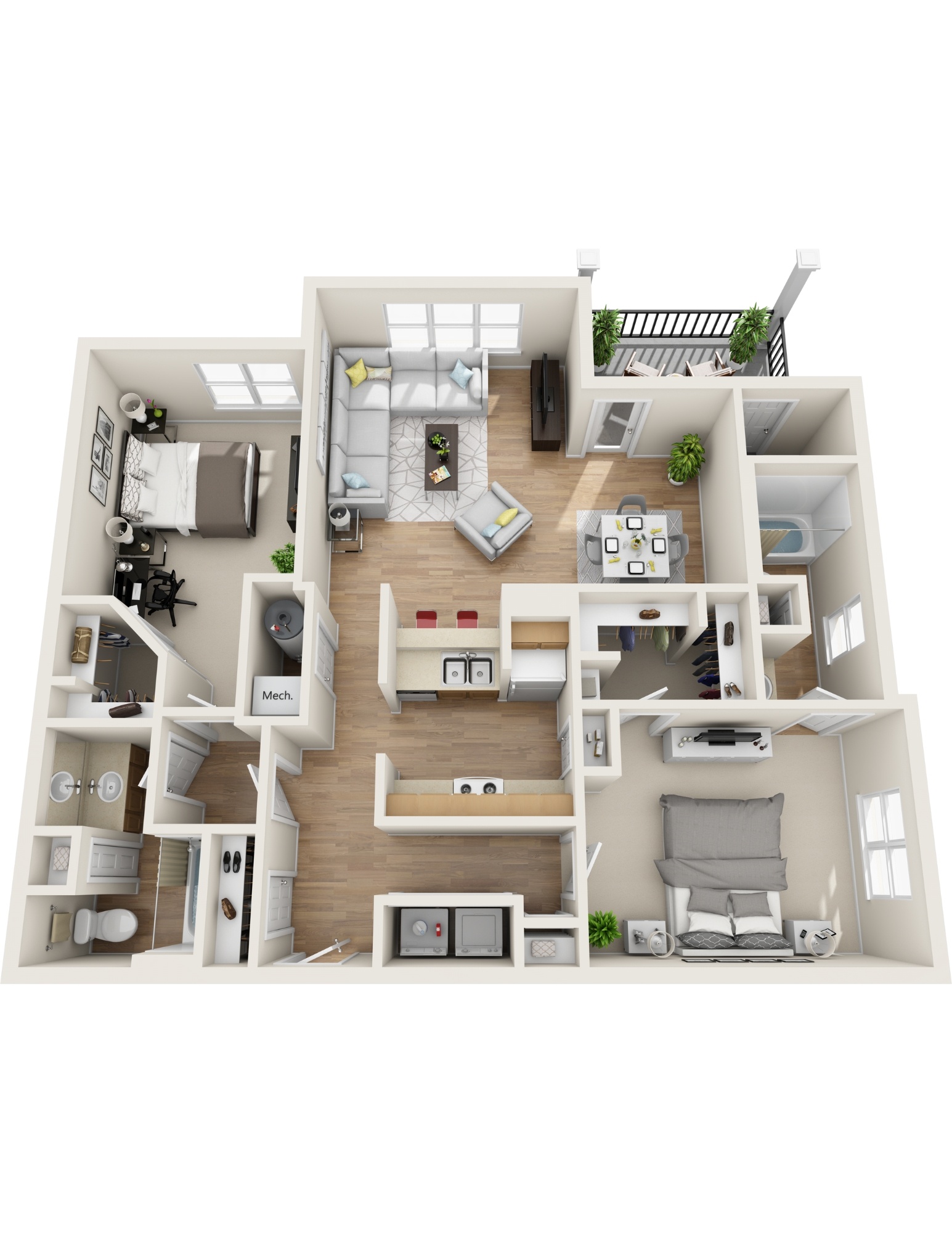 3D floor plan image for apartment 1924 at Randolph Perimeter